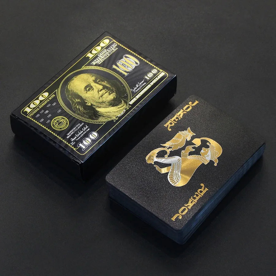 55 τεμάχια τραπουλόχαρτα από χρυσό φύλλο – Σετ πόκερ από πλαστικό χρυσό 24 καρατίων, αδιάβροχες και ανθεκτικές κάρτες μαγικού παιχνιδιού