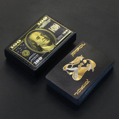 55 τεμάχια τραπουλόχαρτα από χρυσό φύλλο – Σετ πόκερ από πλαστικό χρυσό 24 καρατίων, αδιάβροχες και ανθεκτικές κάρτες μαγικού παιχνιδιού