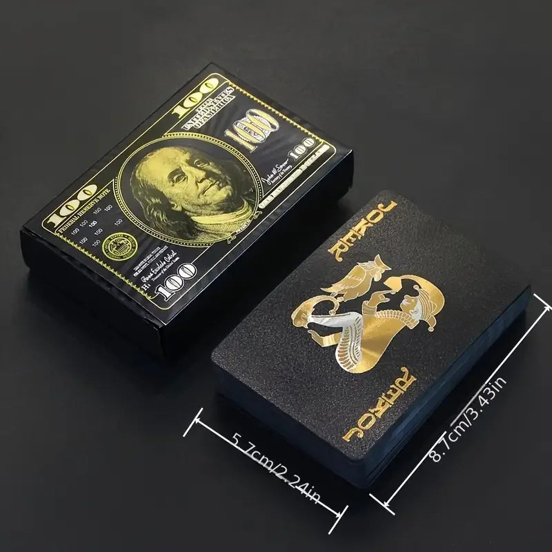 55 τεμάχια τραπουλόχαρτα από χρυσό φύλλο – Σετ πόκερ από πλαστικό χρυσό 24 καρατίων, αδιάβροχες και ανθεκτικές κάρτες μαγικού παιχνιδιού