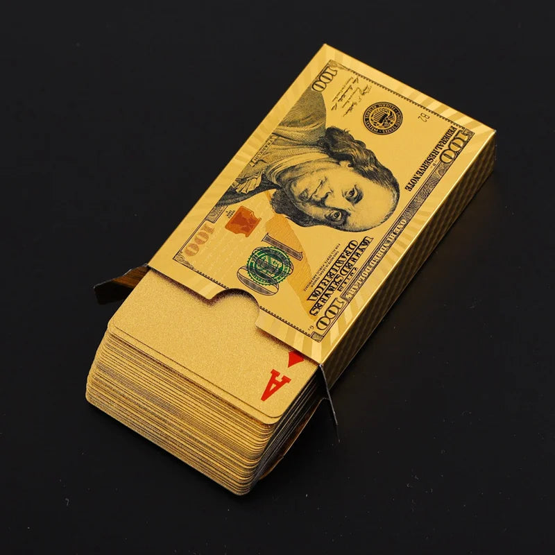 55 τεμάχια τραπουλόχαρτα από χρυσό φύλλο – Σετ πόκερ από πλαστικό χρυσό 24 καρατίων, αδιάβροχες και ανθεκτικές κάρτες μαγικού παιχνιδιού