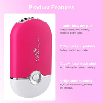 MASSA USB Mini Eyelashes Fan – Στεγνωτήρας κόλλας βλεφαρίδων ταχείας ξήρανσης, εργαλείο επέκτασης βλεφαρίδων για επαγγελματικό μακιγιάζ