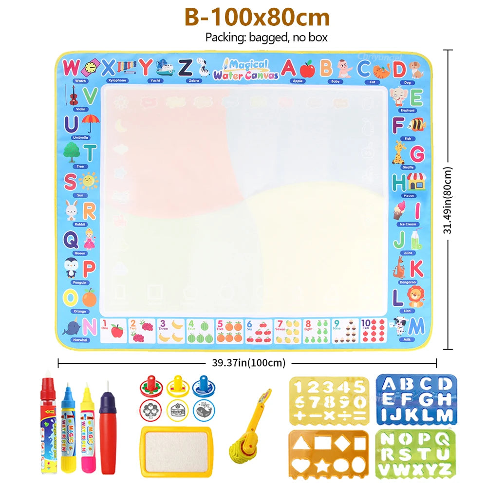 Πίνακας Σχεδίου Montessori Magic 100x80cm – Επαναχρησιμοποιήσιμο χαλάκι σχεδίασης νερού για παιδιά με εκπαιδευτική τέχνη και έλεγχο στυλό
