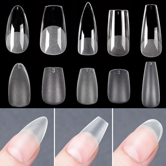 120PCS Matte Press-On Nail Tips – Soft Full-Cover Oval Almond False Nails for DIY Manicure