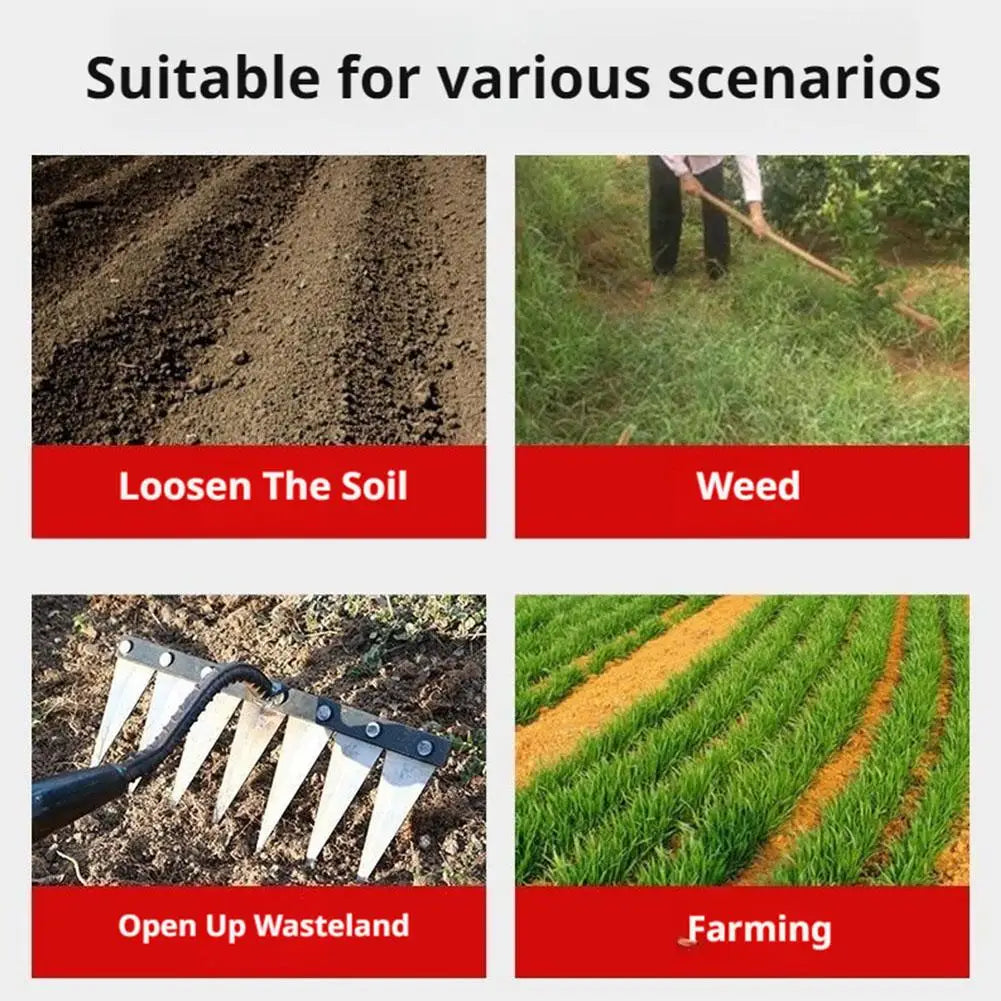 Τσουγκράνα ξεριζώματος κήπου από ανθρακούχο χάλυβα – Εργαλείο χαλάρωσης εδάφους και αφαίρεσης ζιζανίων 5/6/7/8 δοντιών για αγρόκτημα, κήπο και εξωραϊσμό