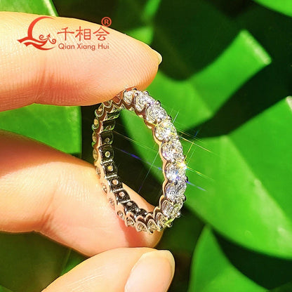 Δαχτυλίδι αιωνιότητας με μοισσανίτη D VVS 0.1ct 3mm – Ασημένια κοσμήματα αρραβώνων και πάρτι 925 για γυναίκες