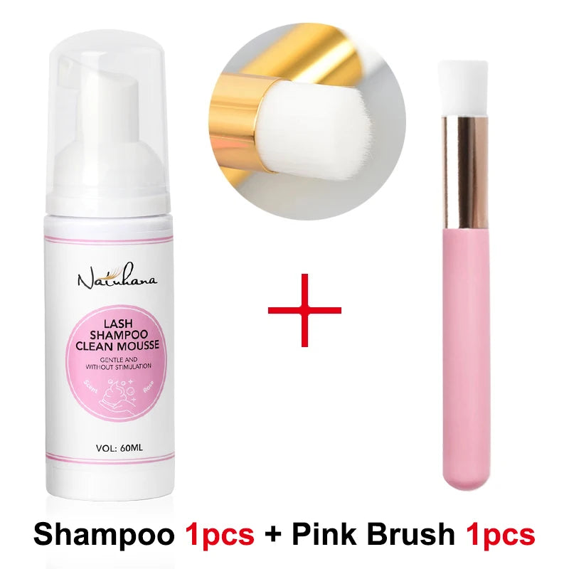 Natuhana 60ml Σαμπουάν για Επέκταση Βλεφαρίδων – Αφρός Καθαρισμού Βλεφαρίδων για Ψεύτικες Βλεφαρίδες, Απαλό &amp; Μη Ερεθιστικό Εργαλείο Μακιγιάζ