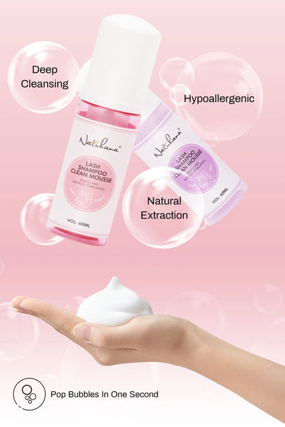Natuhana 60ml Σαμπουάν για Επέκταση Βλεφαρίδων – Αφρός Καθαρισμού Βλεφαρίδων για Ψεύτικες Βλεφαρίδες, Απαλό &amp; Μη Ερεθιστικό Εργαλείο Μακιγιάζ