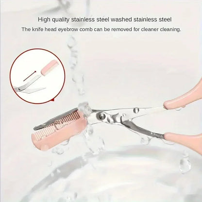 Σετ 3 τεμαχίων για κούρεμα φρυδιών – Ψαλίδι από ανοξείδωτο ατσάλι, χτένα και ξυριστική μηχανή για μακιγιάζ βλεφαρίδων και αρχάριων, αξεσουάρ ακριβούς αφαίρεσης