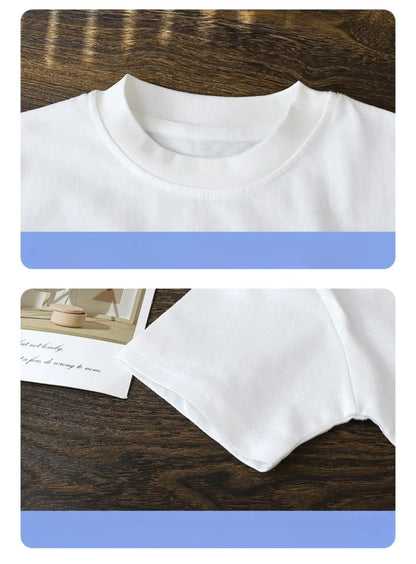 2-10Y Children’s Pure Cotton Short Sleeve Pullover T-Shirt – Baby Boys & Girls Summer Tops