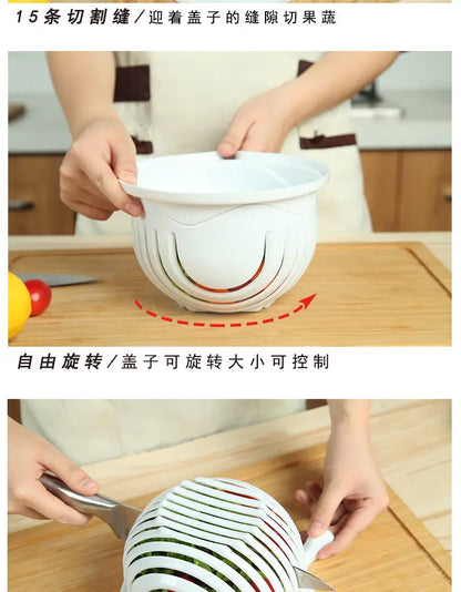 Μπολ για σαλάτα λαχανικών – Πολυλειτουργικός κόφτης, τεμαχιστής και σουρωτήρι φρούτων και λαχανικών για την κουζίνα