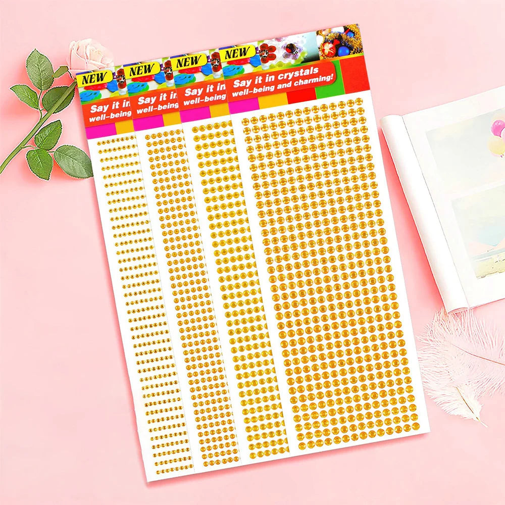 Αυτοκόλλητα αυτοκόλλητα 1040/900/504 τεμαχίων ακρυλικού τρυπανιού DIY από κρυστάλλινο στρας για θήκες κινητών, κάρτες και χειροτεχνίες